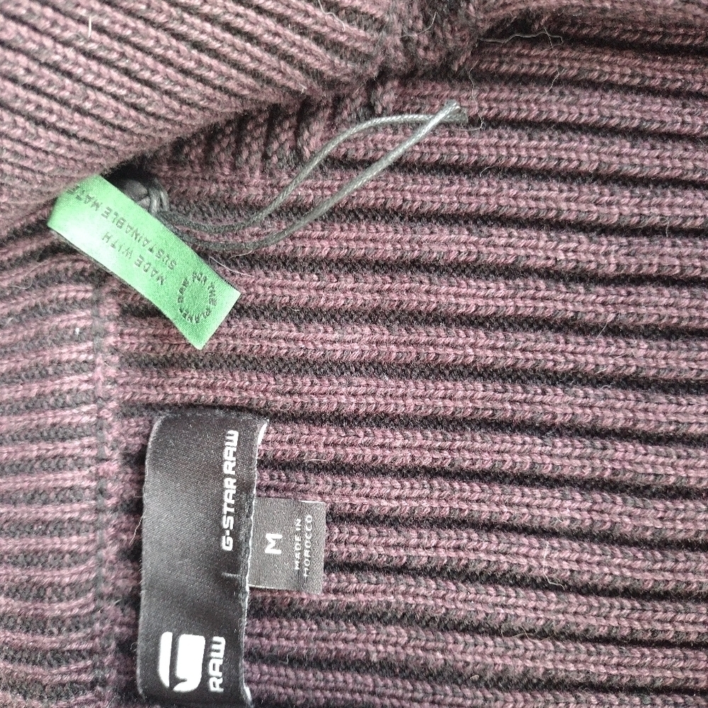 G-star Raw Plated 3D Biker Zip Through Knit Sweater Turtleneck Men's Size M NWOT - Picture 4 of 9